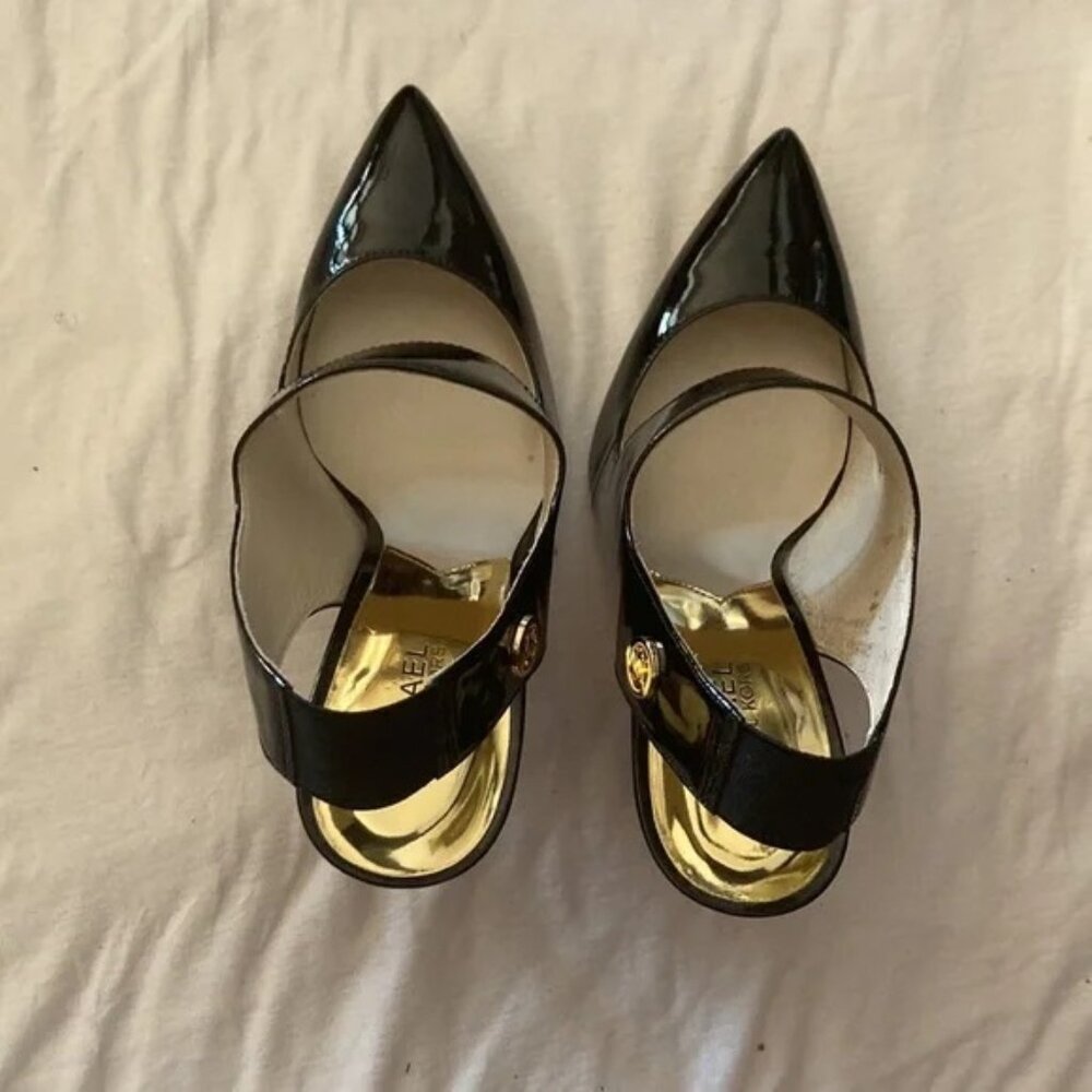 MICHAEL Michael Kors Sivian Patent Leather Pointy Slingback Pumps